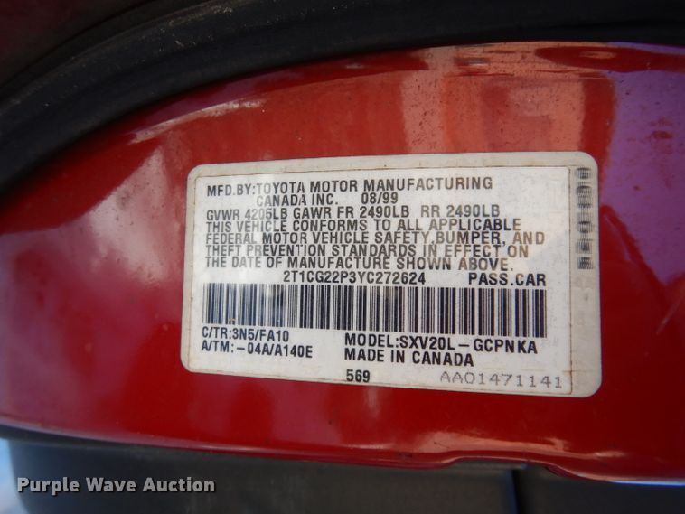 image for item DJ2812 2000 Toyota Camry Solara