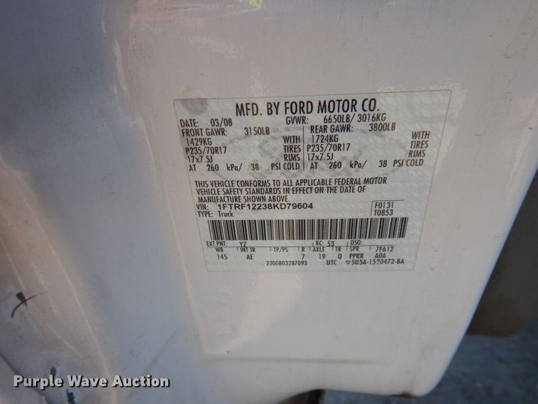 image for item DJ2833 2008 Ford F150  pickup truck