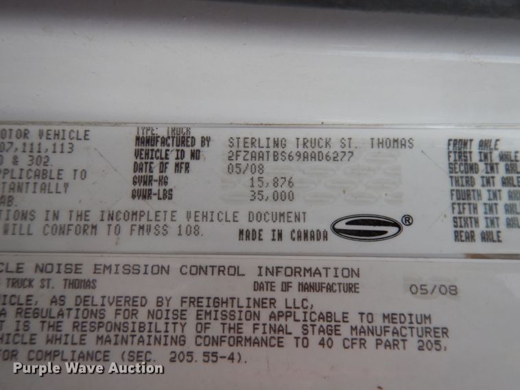 image for item DJ2861 2009 Sterling L7500  dump truck