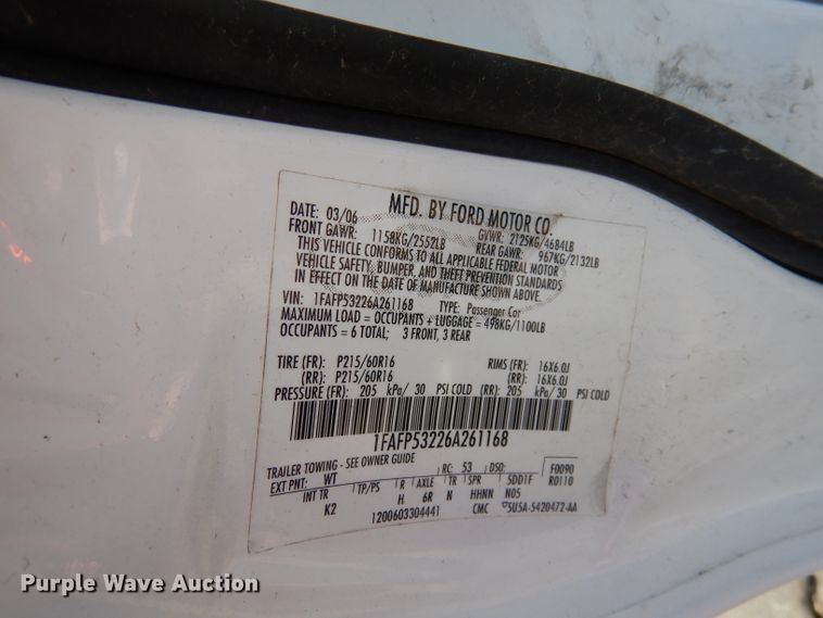 image for item DJ2872 2006 Ford Taurus SE