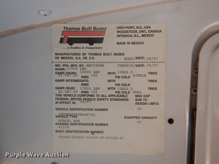 image for item DJ4963 1997 International 3800  school bus