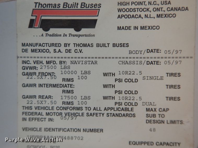 image for item DJ4963 1997 International 3800  school bus