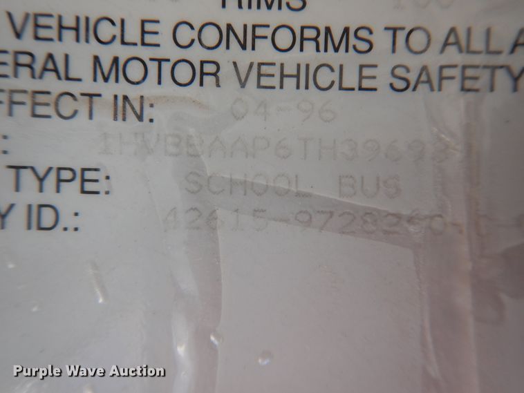 image for item DJ4964 1996 International 3800  school bus