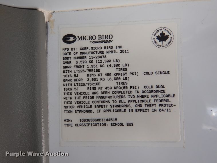 image for item DL2145 2011 Chevrolet Express G3500  school bus