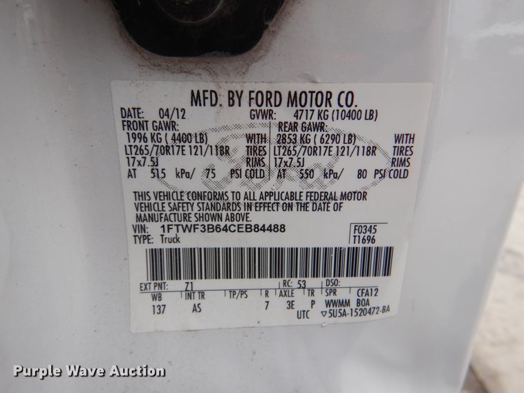 image for item DN6129 2012 Ford F350 Super Duty  pickup truck