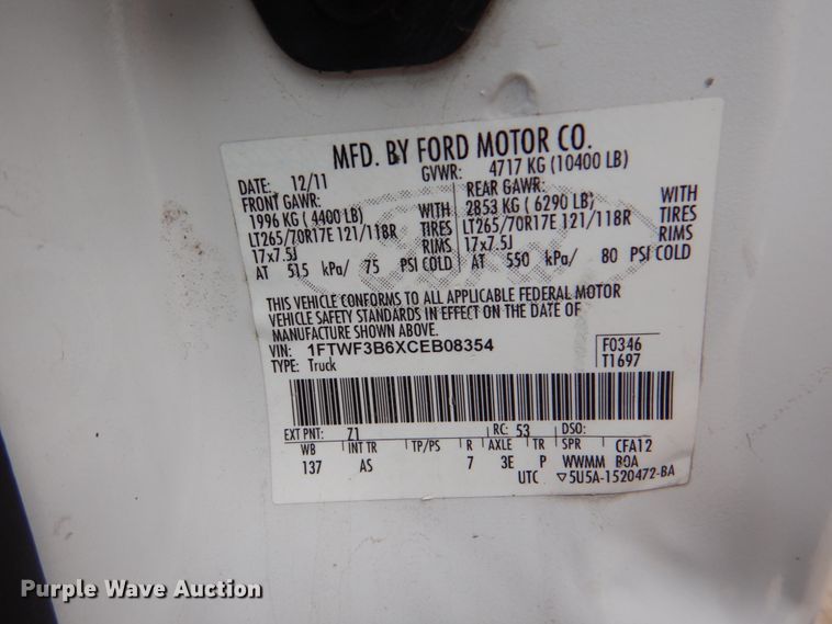 image for item DN6134 2012 Ford F350 Super Duty  pickup truck