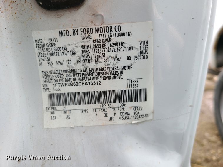 image for item DN6138 2012 Ford F350 Super Duty  pickup truck