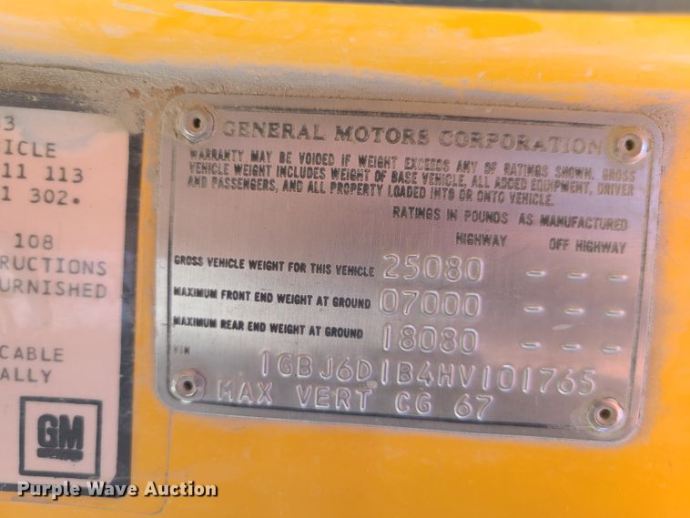 image for item DN6159 1987 Chevrolet C60  dump truck