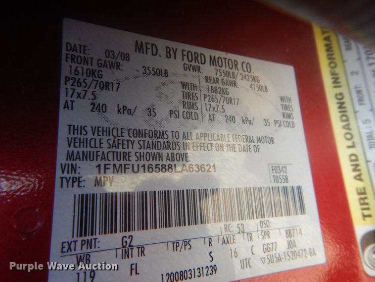 image for item GT9619 2008 Ford Expedition  SUV