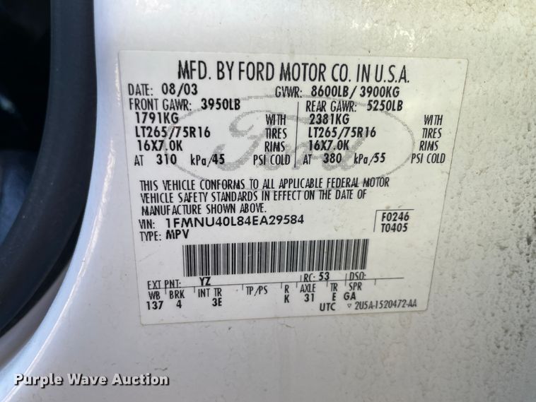 image for item HX9827 2004 Ford Excursion XLT  SUV