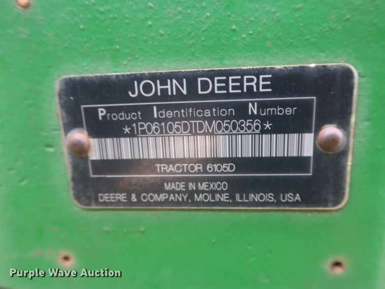 image for item DJ1849 2013 John Deere 6105D  MFWD tractor