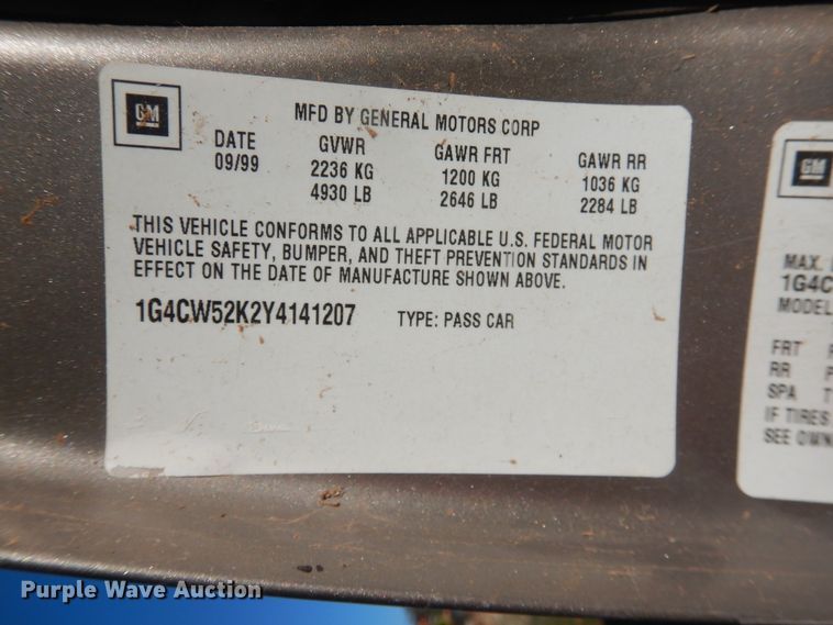 image for item DJ8249 2000 Buick Park Avenue