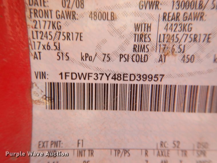 image for item DJ8257 2008 Ford F350 Super Duty  pickup truck cab and chassis