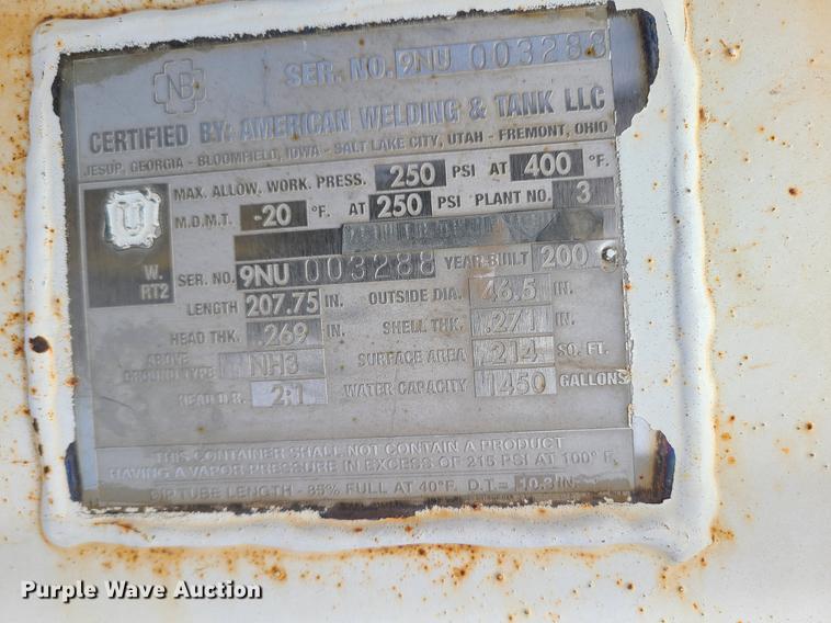 image for item IA9291 American Welding and Tank, LLC NH3 tank