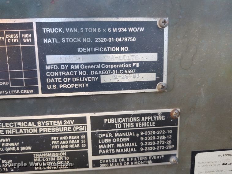 image for item FY9962 1983 Am General M934  feed mixer truck