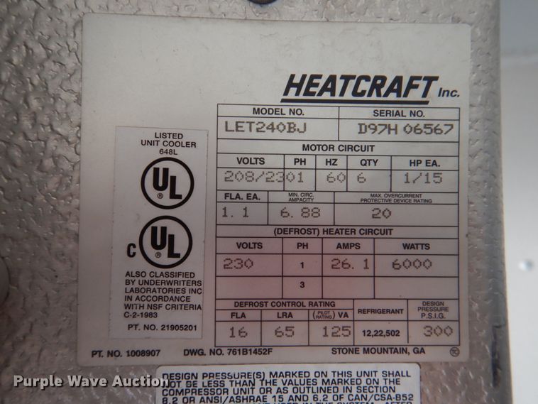 image for item DJ0384 1986 Dorsey Lite Guard  cold storage unit