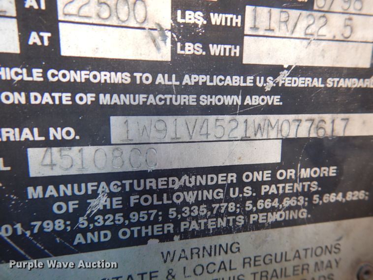 image for item IA9365 1998 Wilkens 45108CC walking floor trailer