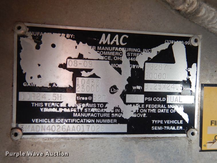 image for item IA9378 2010 Mac Trailers end dump trailer