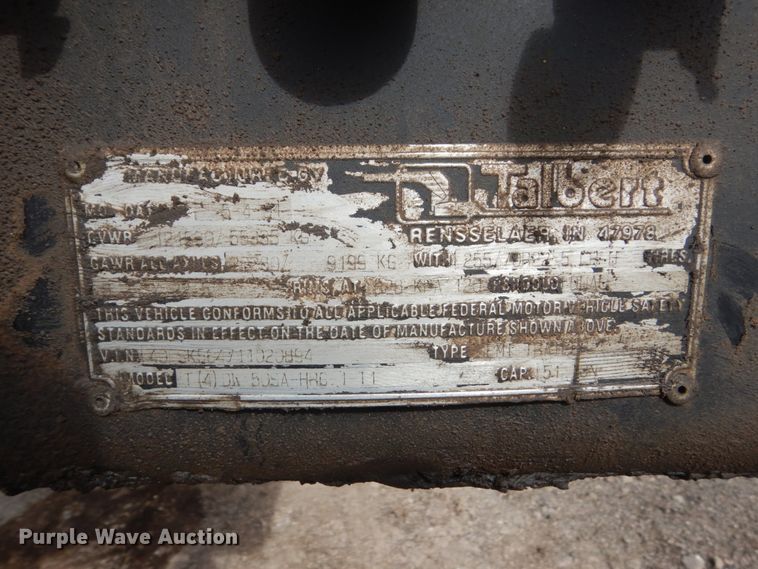 image for item IK9800 2001 Talbert T4DW50SAHRG1-11 lowboy equipment trailer