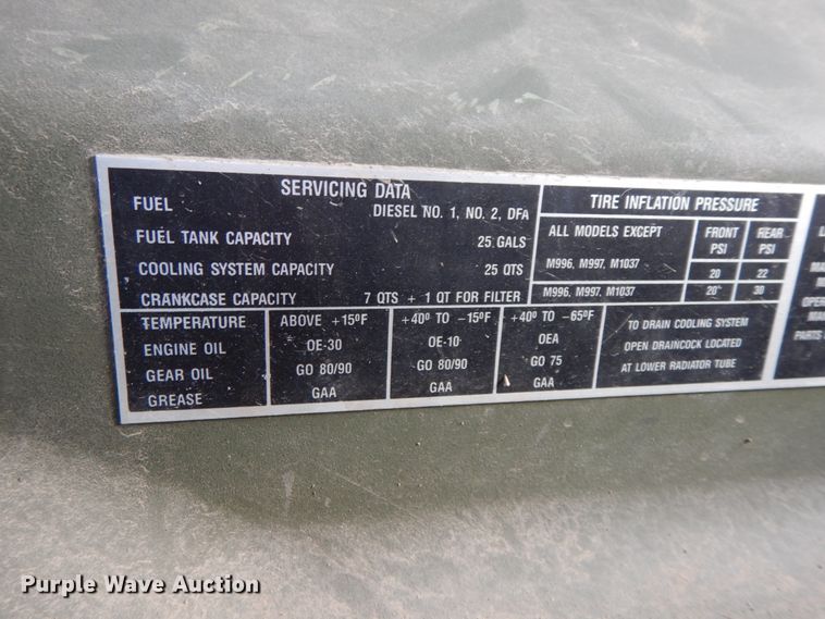 image for item DF6491 1990 Am General M998 Humvee  SUV