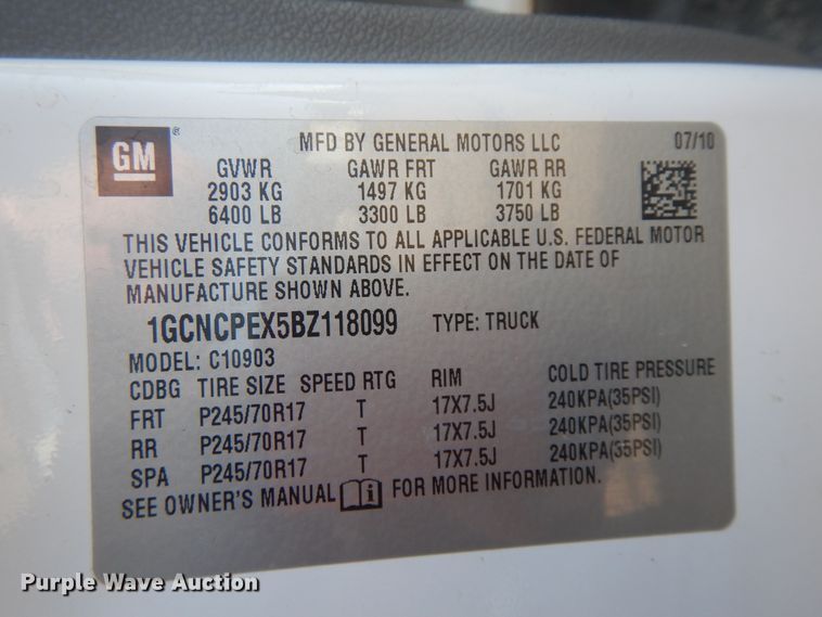 image for item DF6757 2011 Chevrolet Silverado 1500  pickup truck