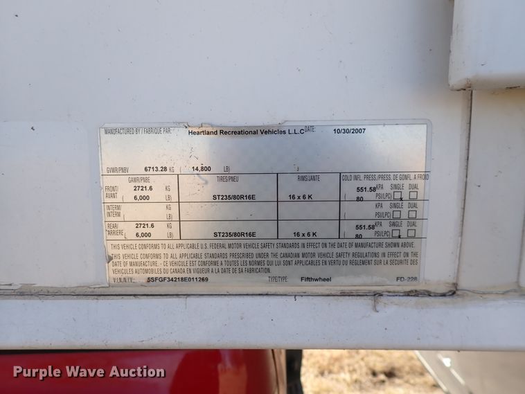 image for item DJ0094 2008 Heartland Big Horn  camper