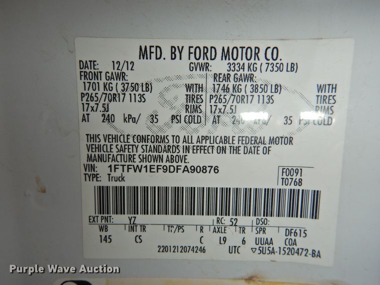 image for item DJ8326 2013 Ford F150  SuperCrew pickup truck