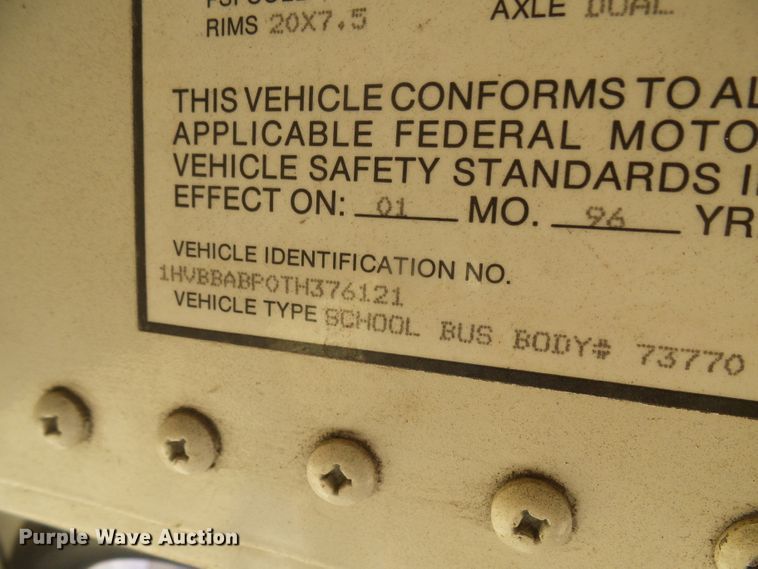 image for item DL0840 1996 International 3800  school bus