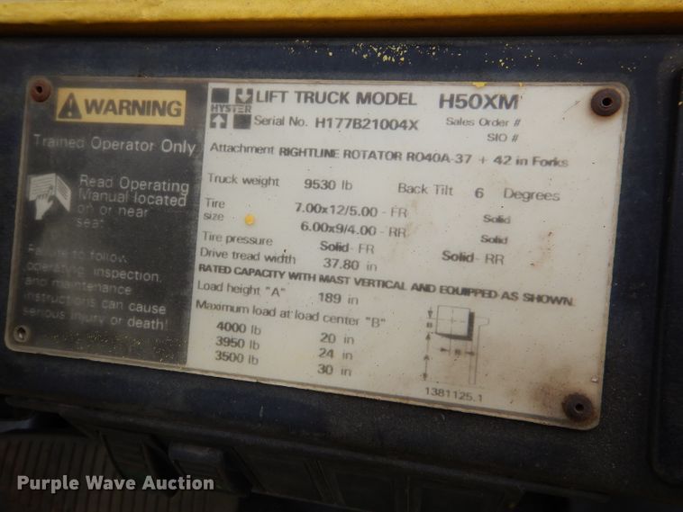 image for item DL2246 Hyster H50XM  forklift