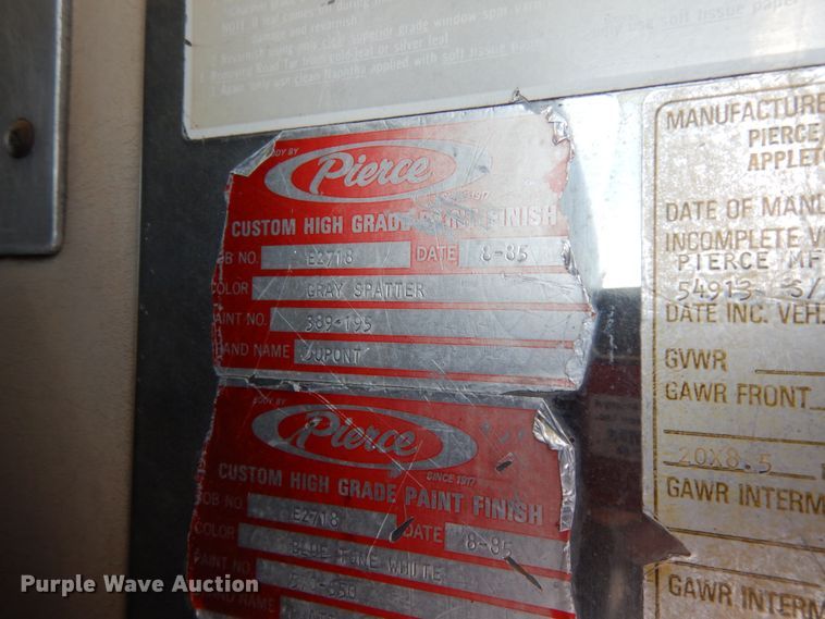 image for item DM2825 1985 Pierce  ladder fire truck