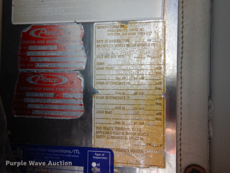 image for item DM2825 1985 Pierce  ladder fire truck