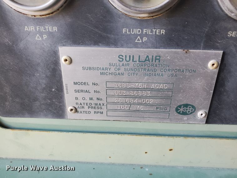 image for item EY9671 Sullair 16BS-75H  air compressor
