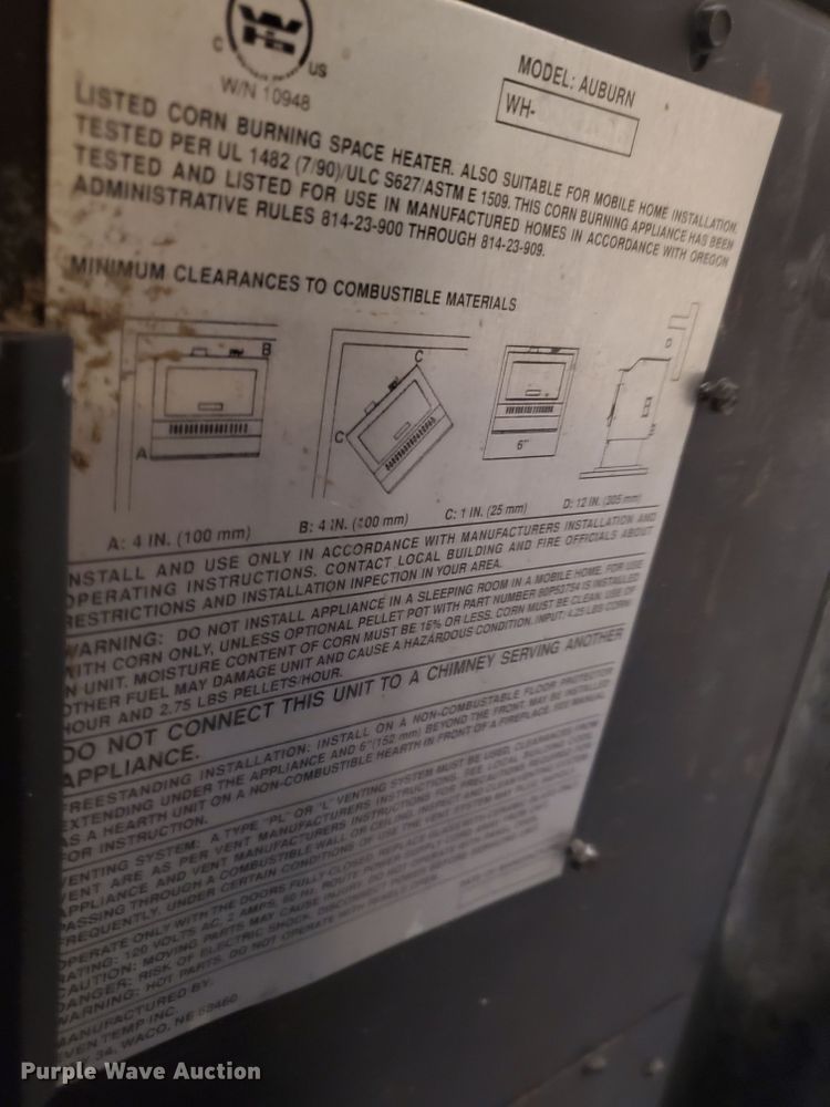 image for item EY9685 2005 St. Croix Auburn  corn stove