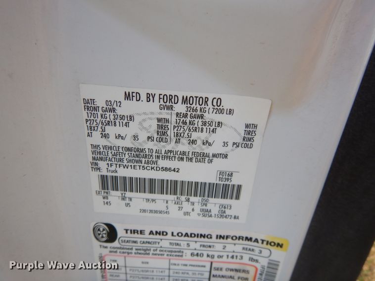 image for item GT9646 2012 Ford F150 XLT  SuperCrew pickup truck