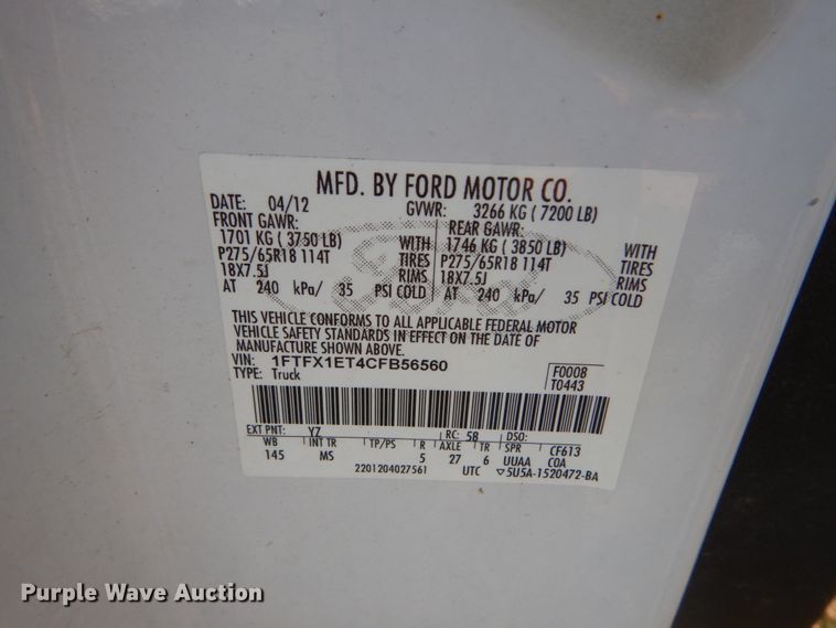 image for item GT9647 2012 Ford F150 XLT  SuperCab pickup truck