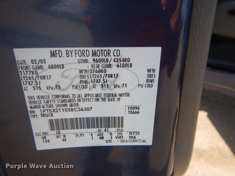 image for item GT9655 2005 Ford F250 Super Duty XLT  SuperCab pickup truck