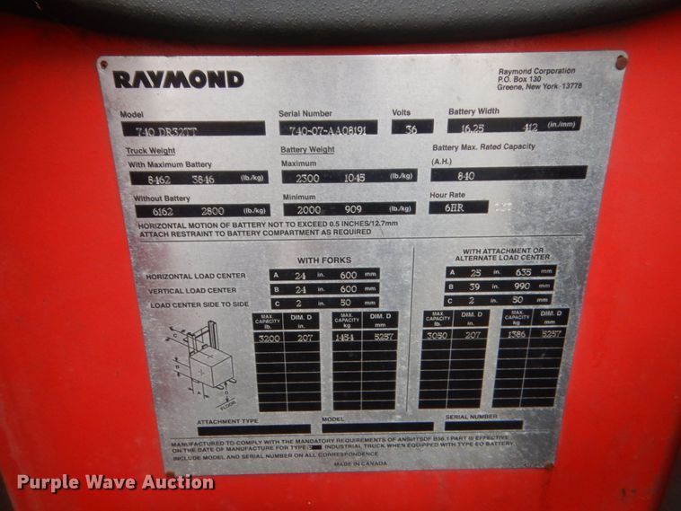 image for item HG9964 Raymond 740 DR32TT  forklift
