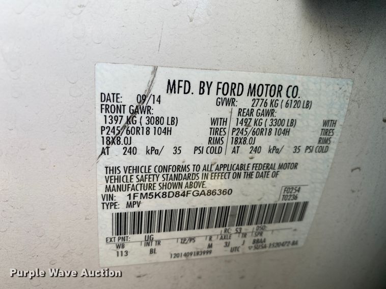 image for item HR9445 2015 Ford Explorer XLT  SUV