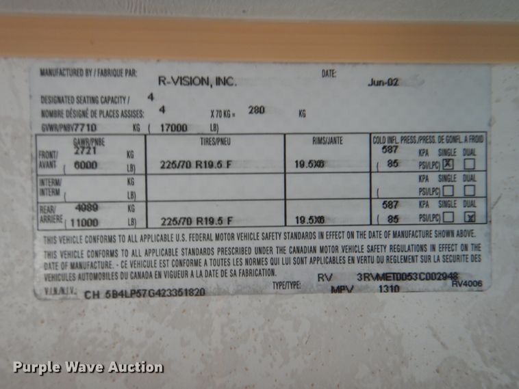 image for item HX9174 2002 Trail Lite Condor  RV