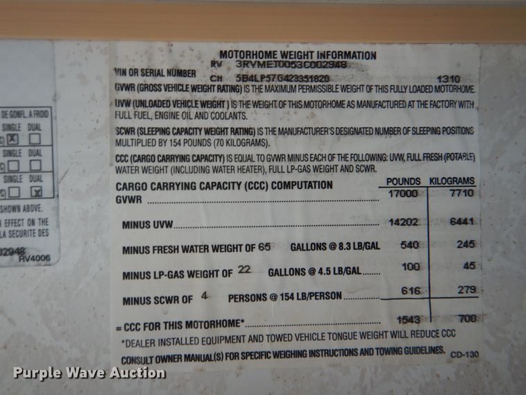 image for item HX9174 2002 Trail Lite Condor  RV