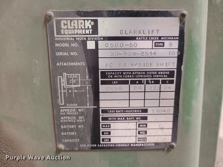 image for item IA9277 Clark C500-50  forklift