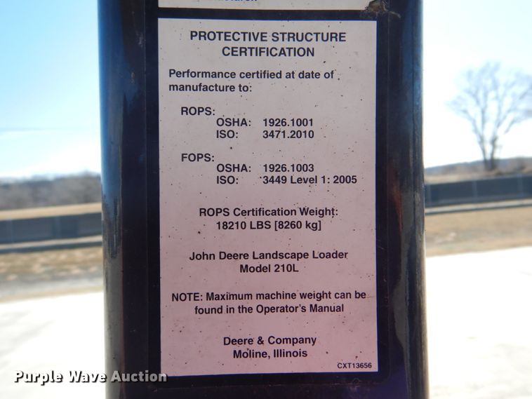 image for item DJ8709 2015 John Deere 210LEP  landscape tractor