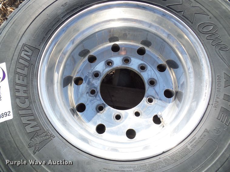 image for item DL0892 (4) Michelin 455/55R22.5 super single tires and wheels