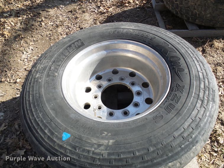 image for item DL0892 (4) Michelin 455/55R22.5 super single tires and wheels