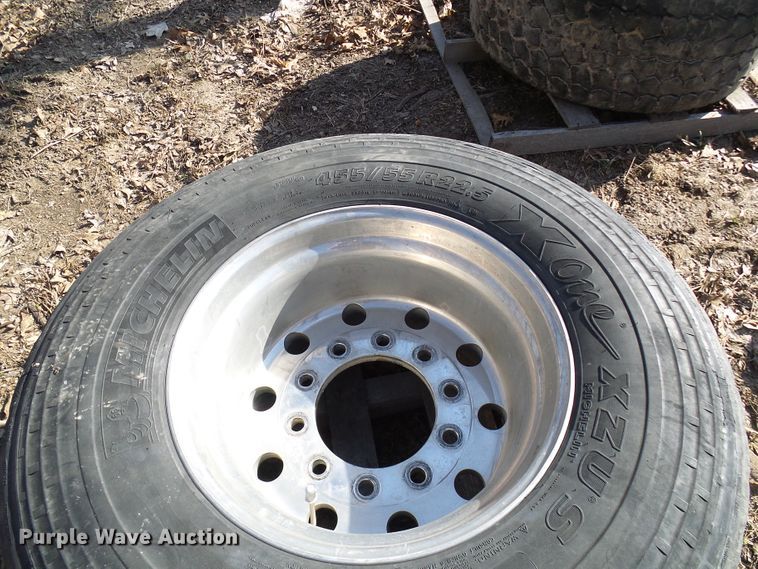 image for item DL0892 (4) Michelin 455/55R22.5 super single tires and wheels