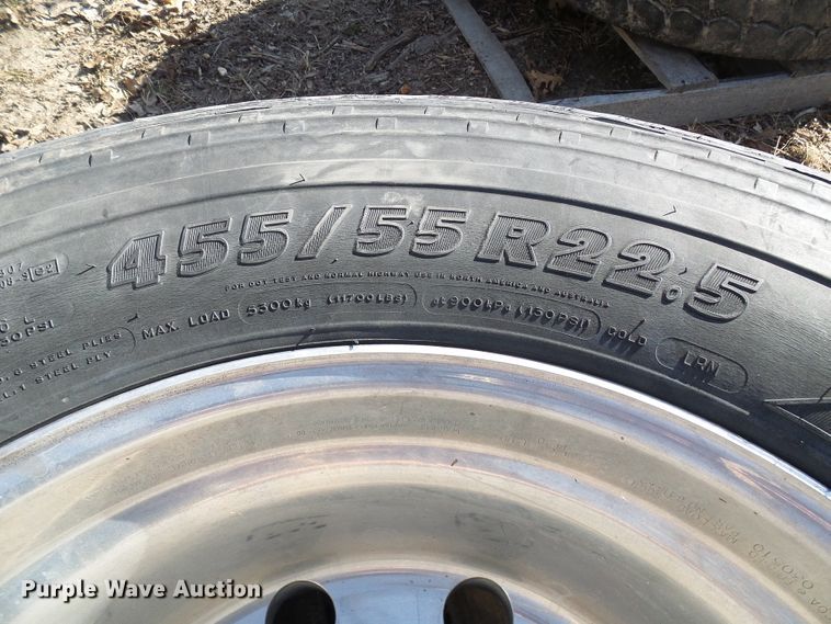image for item DL0892 (4) Michelin 455/55R22.5 super single tires and wheels