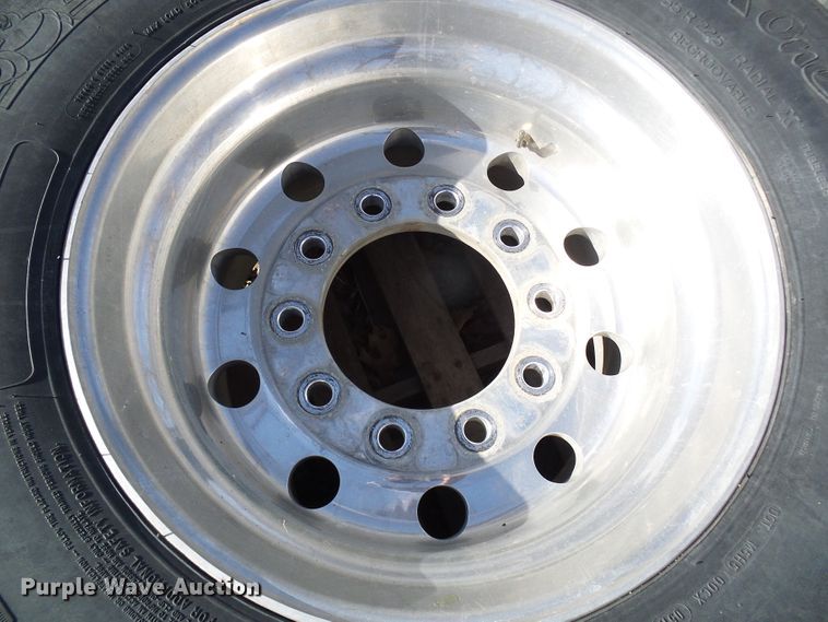 image for item DL0893 (2) Michelin 455/55R22.5 super single tires and wheels