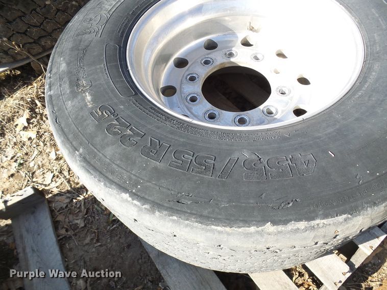 image for item DL0893 (2) Michelin 455/55R22.5 super single tires and wheels