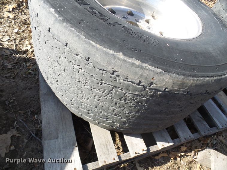 image for item DL0893 (2) Michelin 455/55R22.5 super single tires and wheels