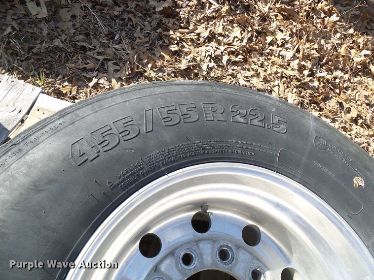 image for item DL0893 (2) Michelin 455/55R22.5 super single tires and wheels